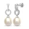 18E220 | 18ct White Gold Diamond And Pearl Drop Earrings