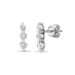 18E240 | 18ct White Gold Diamond Trilogy Stud Earrings