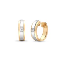 18E246 | 18ct White And Yellow Gold Diamond Huggie Earrings