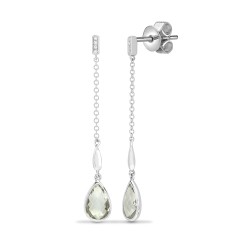 18E251 | 18ct White Gold Diamond And Green Amethyst Drop Earrings