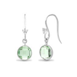18E255 | 18ct White Gold Diamond And Green Amethyst Earrings