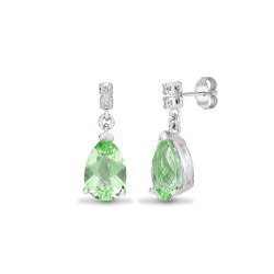 18E266 | 18ct White Gold Diamond And Green Amethyst Earrings