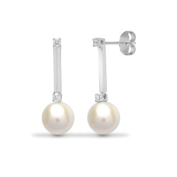 18E279 | 18ct White Gold 15pt Diamond Pearl Earring