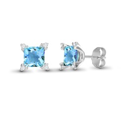 18E325 | 18ct White Gold Diamond And Blue Topaz Stud Earrings
