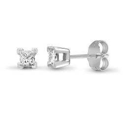 18E357-025 | 18ct White Gold 25pt P.cut 4 Claw Dia Stud Earring
