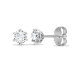 18E360-035 | 18ct White Gold 35pt 6 Claw Natural Diamond Soli Stud Earring