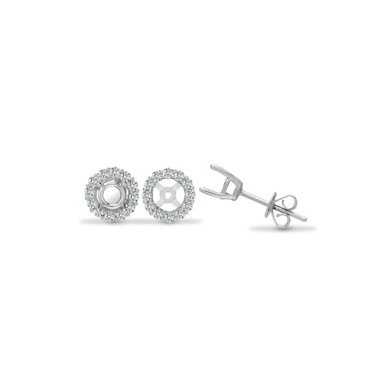 18E391-050 | 18ct White 0.57ct Dia Stud Earrings Cuffs - Holds 0.50ct Total
