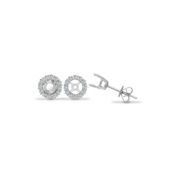 18E391-100 | 18ct White 0.57ct Natural Diamond Stud Earrings Cuffs - Holds 1.00ct Total