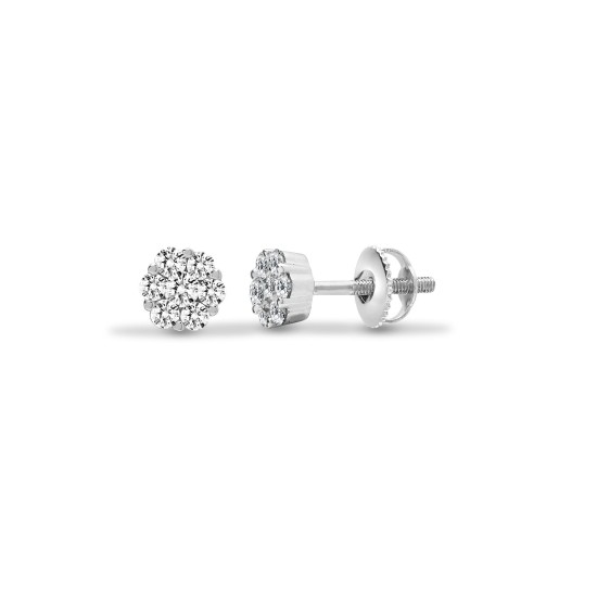 18E417-100 | 18ct White 1.00ct Diamond 7 Stone Cluster Earrings