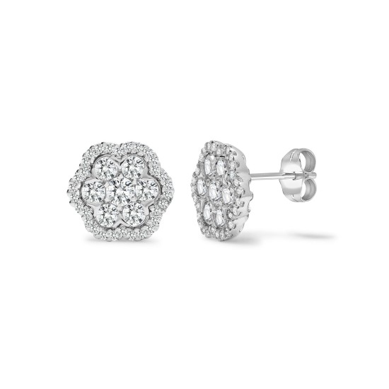 18E436 | 18ct White 1.26ct Diamond Cluster Earrings