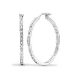 18E441 | 18ct White 0.31ct Natural Diamond Pave Full Set Hoop Earrings