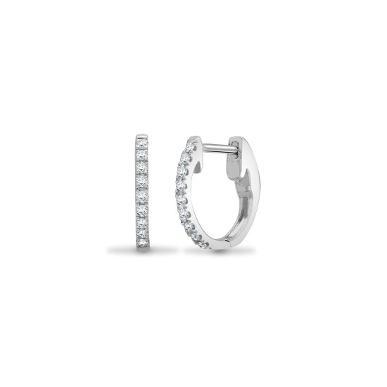 18E442 | 18ct White 0.14ct Diamond Claw Half Set Hoop Earrings