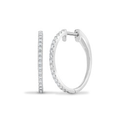 18E443 | 18ct White 0.35ct Diamond Claw Half Set Hoop Earrings