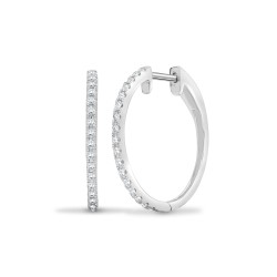 18E443 | 18ct White 0.35ct Natural Diamond Claw Half Set Hoop Earrings