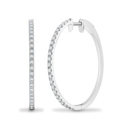 18E444 | 18ct White 0.48ct Diamond Claw Half Set Hoop Earrings