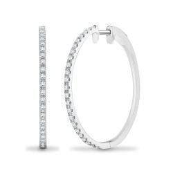 18E444 | 18ct White 0.48ct Natural Diamond Claw Half Set Hoop Earrings