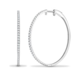 18E445 | 18ct White 0.65ct Diamond Claw Half Set Hoop Earrings