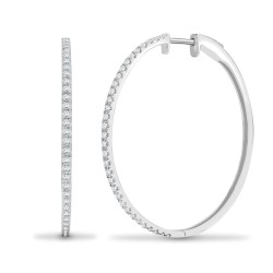 18E445 | 18ct White 0.65ct Natural Diamond Claw Half Set Hoop Earrings