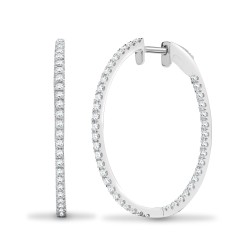 18E447 | 18ct White 0.90ct Diamond Claw Full Set Hoop Earrings