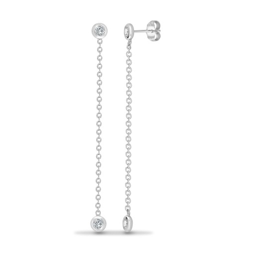 18E452 | 18ct White 0.16ct 2 Diamond Chain Drop Earring