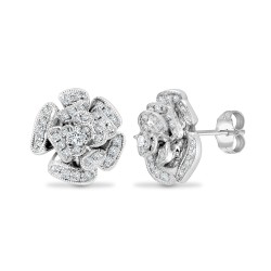 18E456 | 18ct White 0.38ct Diamond Rose Earrings