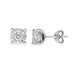 18E460-066 | 18ct White 0.66ct Natural Diamond 7 Stone Cluster Earrings