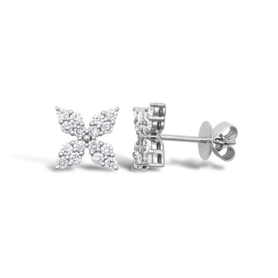 18E465-050 | 18ct White 0.50ct Natural Diamond X cluster stud earrings