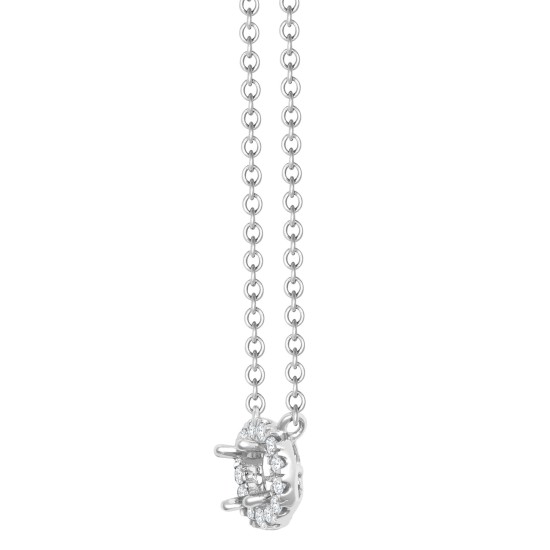 18M332-025 | 18ct White Gold 0.08ct Diamond Halo Pendant with 16"-18" Chain Extender