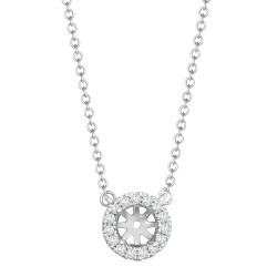 18M332-050 | 18ct White Gold 0.12ct Diamond Halo Pendant with 16"-18" Chain Extender