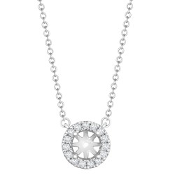 18M332-070 | 18ct White Gold 0.15ct Diamond Halo Pendant with 16"-18" Chain Extender
