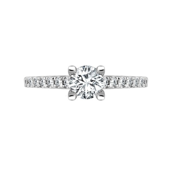 18ct White 0.17ct Natural Diamond Semi Set Ring - Holds 0.50ct