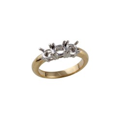 18M944-100 | 18ct Yellow and White 1.00ct Natural Diamond Claw Set Trilogy Ring Mount