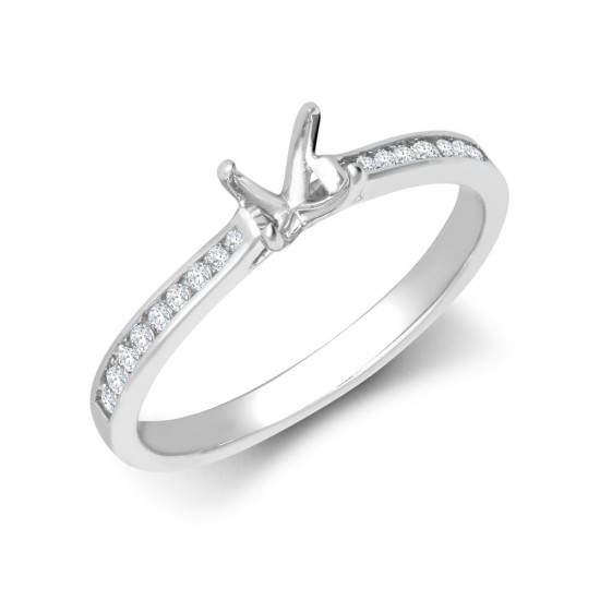 18M950-050 | 18ct White Gold 0.13ct Diamond Channel-set Wed-fit Ring Mount- Holds 0.50ct