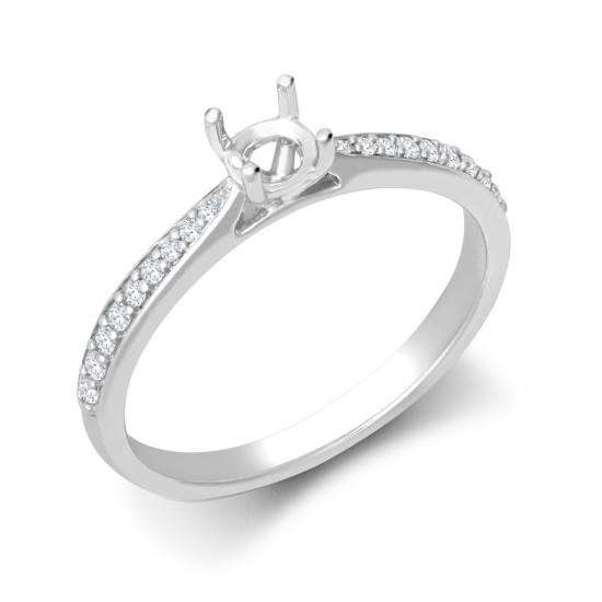 18M951-025 | 18ct White Gold 0.12ct Diamond Pav?-set Wed-fit Ring Mount- Holds 0.25ct