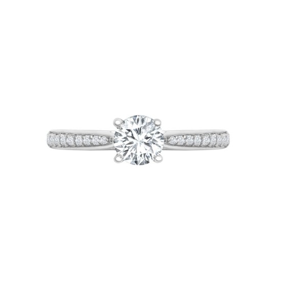 18M951-050 | 18ct White Gold 0.12ct Diamond Pav?-set Wed-fit Ring Mount- Holds 0.50ct