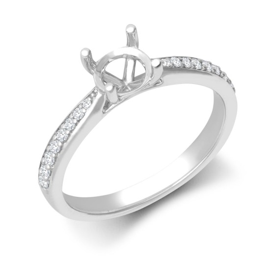 18M951-070 | 18ct White Gold 0.14ct Diamond Pav?-set Wed-fit Ring Mount- Holds 0.70ct
