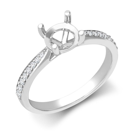 18M951-100 | 18ct White Gold 0.14ct Diamond Pav?-set Wed-fit Ring Mount- Holds 1.00ct