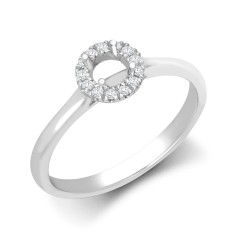 18M952-025 | 18ct White Gold 0.08ct Diamond Micro-set Halo Wed-fit Ring Mount- Holds 0.25ct