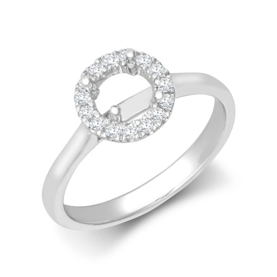 18M952-070 | 18ct White Gold 0.15ct Diamond Micro-set Halo Wed-fit Ring Mount- Holds 0.70ct