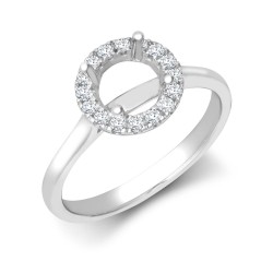 18M952-100 | 18ct White Gold 0.19ct Natural Diamond Micro-set Halo Wed-fit Ring Mount- Holds 1.00ct