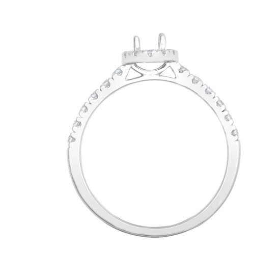 18M953-025 | 18ct White Gold 0.37ct Diamond Micro-set Halo and Shoulders Wed-fit Ring Mount- Holds 0.25ct