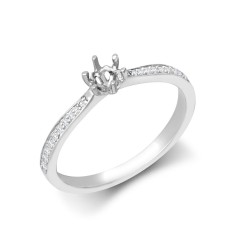 18M956-025 | 18ct White Gold 0.24ct Diamond Pavé-set 6-claw Ring Mount- Holds 0.25ct