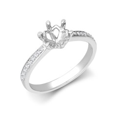 18M956-070 | 18ct White Gold 0.11ct Natural Diamond Pav?-set 6-claw Ring Mount- Holds 0.70ct