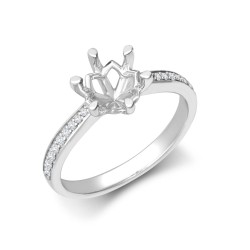 18M956-100 | 18ct White Gold 0.12ct Natural Diamond Pav?-set 6-claw Ring Mount- Holds 1.00ct