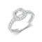 18M957-070 | 18ct White Gold 0.55ct Diamond Micro-set Cushion-shaped Halo and Shoulders Wed-fit Ring Mount- Holds 0.70ct