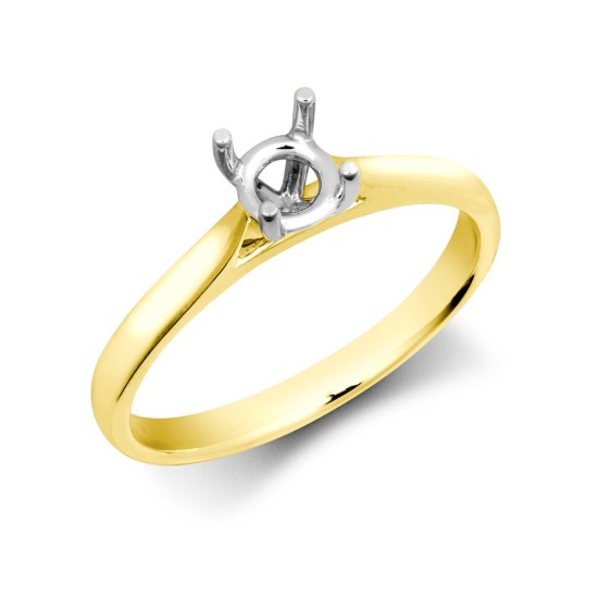 18M969-050 | 18ct Yellow Gold 50pts Solitaire Plain Wed-fit Ring Mount - Stock Size N