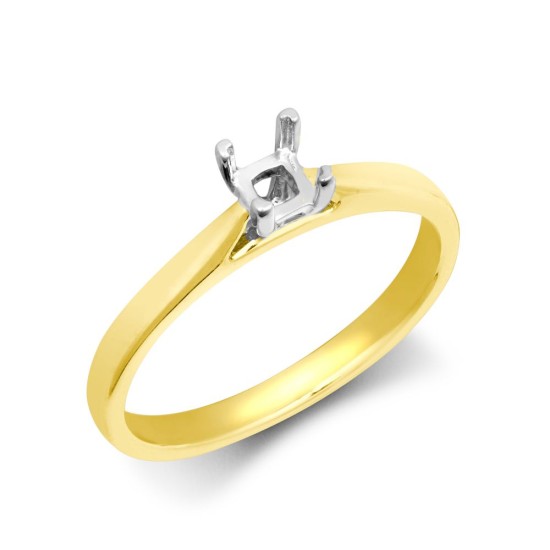 18M970-025 | 18ct Yellow Gold 25pts Princess Cut Solitaire Plain Wed-fit Ring Mount - Stock Size N