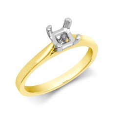 18M970-050 | 18ct Yellow Gold 50pts Princess Cut Solitaire Plain Wed-fit Ring Mount - Stock Size N