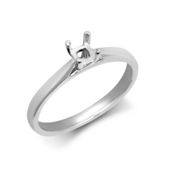 18M973-025 | 18ct White Gold 25pts P.Cut Solitaire Plain Wed-fit Ring Mount - Stock Size N