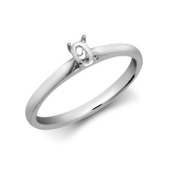 18M974-025 | 18ct White Gold 25pts Oval Solitaire Plain Wed-fit Ring Mount - Stock Size N